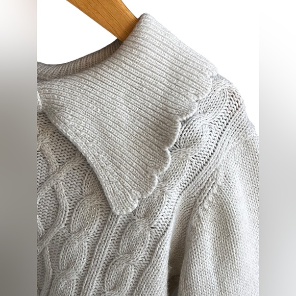 Janie And Jack Cable Knit Scallop Collar Sweater - Picture 4 of 16